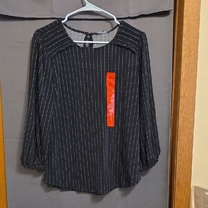 Black and White Striped Women's Top